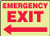 Lumi-Glow Safety Sign, Legend"Emergency Exit (Arrow Left)", 12"x 16" Aluminum Sign, Red On Glow