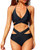 Holipick Womens Wrap Bandage Bikini Set Two Piece Halter Swimsuit Criss Cross Bathing Suit Black