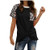 Pan Hui Women Leopard Short Sleeve O-Neck Shirts Loose Casual Tee T-Shirt Blouse Tunic Tops Black