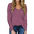 Pan Hui Women Solid Long Sleeve Shirts Casual V-Neck Lightweight Tunic Tops Comfy Loose Pullover Sweatshirt Warm Blouse Red