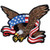 Hot Leathers, AMERICAN FLAG BANNER EAGLE with Extended Talons - High Thread Iron-On / Saw-On Rayon PATCH - 3" x 3"