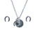 Horseshoe Sterling Silver Petite Initial Charm Necklace and Earring Jewelry Set