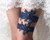 Blue bridal garter set, navy rhinestone garter, bridal garter belt blue, wedding garters for brides, wedding garter set navy