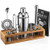 Mixology Bartender Kit: 23-Piece Bar Set Cocktail Shaker Set with Stylish Bamboo Stand - Perfect for Home Bar Tools Bartender Tool Kit and Martini Cocktail Shaker for Awesome Drink Mixing (Silver)