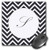 3D Rose"Print of Script S On Black White Chevron Stripes" Matte Finish Mouse Pad - 8 x 8" - mp_220959_1