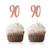 Rose Gold 90th Birthday Cupcake Topper, 24-Pack Number 90 Glitter Happy Birthday Party Cupcake Toppers, Decorations