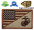 Patch USA American Flag w/Marine Corps USMC Military Tactical Morale Badge Patch Embroidered Patch 3" x 1.97" - Brown