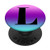 Black Pattern Initial Letter L On Teal Purple Pink Ombre PopSockets PopGrip: Swappable Grip for Phones  and  Tablets
