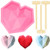 Diamond Heart Shape Silicone Cake Mold Chocolate Mousse Dessert Baking Pan Silicone Fondant Mold with 8 Pieces Mini Wooden Hammers for Home Kitchen DIY Baking Tools (Pink)