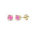 Yellow Gold Flashed Sterling Silver Synthetic Pink Opal 4mm Round-Cut Solitaire Stud Earrings