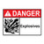 Danger Explosives ANSI Safety Label Sticker Decal, 7x5 in. Vinyl for Hazmat by ComplianceSigns