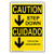 Caution Step Down - Escalera Descendente OSHA Safety Label Sticker Decal, 7x5 in. Vinyl for Industrial Notices by ComplianceSigns