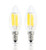 Lamsky E14 LED Filament Candle Shape Light Bulb,E14 European Base Bulb,Warm White 2700K 600LM 60W Equivalent,C35 Clear Glass Torpedo Shape Bullet Top,No-Dimmable (2-Pack)
