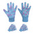 3 Pairs Women Gardening Gloves, Cotton Floral Printing Jersey Garden Gloves with PVC Grip Dots, Work Gloves for Ladies (Large, Blue)