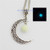 Cresent Moon Glowing Sphere Necklace, Frozen Glowing Necklace, Glowing Jewelry, Glow Pendant,glow in the Dark