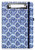 Vera Bradley Blue Mini Clipboard Folio with Refillable 9"x6" Lined Notepad, Interior Pocket, and Pen Loop, Ikat Island Tile