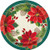 Unique Red and Green Poinsettia Christmas Round Dinner Plates - 8 Pcs