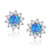 CiNily Blue Opal Stud Earrings-Hypoallergenic Flower Earrings for Women Teen Girls Rhodium Plated Gemstone Earrings Jewelry Gifts