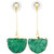 SUNYIK Women's Crystal Geode Druzy Quartz Dangle Earrings Gold Plated, Half Round, Green