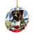 Boxer Fawn Santa I Can Explain Happy Howliday Round White Porcelain Hanging Ornament