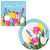 Easter Tulips Floral Bouquet Themed Party Supplies - Bundle Includes Paper Dessert Plates and Napkins for 16 People