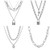 4PCS Layered Lock Chain Necklaces Set for Women Teen Girls?14K Gold/Silver Plated Bar Disc Coin Lock Pendant Multilayer Adjustable Punk Chain Choker Y Necklace(Silver)
