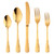 Bisda 5-Piece Gold Silverware Flatware Set Service for 1 Stainless Steel Cutlery Set Include Dinner Knife Table Fork Table Spoon Salad Fork Tea Spoon for Wedding, Dishwasher Safe
