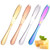 4Pcs Butter Spreader Knife, Uspacific Pure Color Durable Stainless Steel Butter Spreader with a Serrated Edge and Hole, Multi-function Butter Knife Western Bread Jam Knife