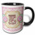 3dRose Regal Pastel Mod Damask Monogram Initial E Two Tone Mug, 11 oz, Black/White