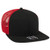 Otto Square Flat Visor SNAP 6 Panel Mesh Back Trucker Snapback Hat - Blk/Blk/Red