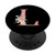 Blush Letter L Monogram Initial Rose Pink Floral on Black PopSockets PopGrip: Swappable Grip for Phones  and  Tablets