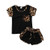 Toddler Infant Baby Girls Summer Outfits Leopard Short Sleeve Pocket T-Shirt Tops Shorts Clothes Sets (Black, 12-18 Months)