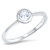 Bezel Round Solitaire White CZ Wedding Ring .925 Sterling Silver Band Size 8