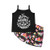 Toddler Girl Easter Outfit Bunny Kisses Easter Wishes Camisole Top Rabbit Easter Eggs Floral Shorts Set Summer Clothes (Black Bunny, 2-3T)