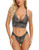 Womens Lace Lingerie 2 Piece Sexy Bra and Panty Sets Strappy Babydoll Bodysuit Black
