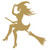 Sexy Witch on Broom Halloween Vinyl Sticker Decals for Car Bumper Window Laptop Tablet Phone (4" x 3.8", Gold)