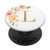L Initial Monogram Letter Gold and Peach Rose PopSockets Grip and Stand for Phones and Tablets
