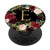 Initial Letter E Black Burgundy Red Floral Wreath Monogram PopSockets Grip and Stand for Phones and Tablets