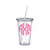 Alpha Chi Omega Sorority Pink No Border Monogram Sticker Decal on Clear plastic Tumbler Greek Letter 16 oz. BPA Free AXO