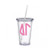 Delta Gamma Sorority Pink No Border Monogram Sticker Decal on Clear plastic Tumbler Greek Letter 16 oz. BPA Free DG