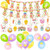 Easter Party Decorations - Included Happy Easter Banner, Easter Egg Bunny Hanging Swirl, Multicolor Rabbit Balloons, for Home Office School Easter Party Supplies