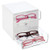 mDesign Stackable Plastic Eye Glass Storage Organizer Box Holder for Sunglasses, Reading Glasses, Accessories - 3 Divided Drawers, Chrome Pulls - White/Clear