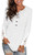 Womens Long Sleeve Round Neck Solid Color Lace Buttons Henley Shirts Tunic Tops White L