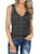 Dellytop Womens V Neck Tank Tops Sleeveless Henley Shirts Button Up Ribbed Long Tunic Tees (Dark Grey, Large)