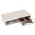 mDesign Wide Stackable Plastic Eye Glass Storage Organizer Box Holder for Sunglasses, Reading Glasses, Accessories - 2 Divided Drawers, Chrome Pulls - Cream/Clear
