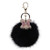 LORJE Cute Rabbit Head with Artificial Fox Fur Ball Pompoms Keychain Bag Charm Black