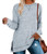 LERUCCI Women's Casual Loose Round Neck Sweatshirt Long Sleeve Pullover Side Split Fall Tunic Tops Light Blue XL