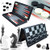 3 in 1 Magnetic Travel Chess Set with Folding Chess Board for Kids and Adults Checkers Backgammon International Chess Board Games Set 9.8 x 9.8