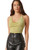 Romwe Women's Sexy Draped Front Tie Knot Backless Crop Halter Tops Camisole Yellow S