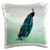 3dRose Purple peacock with teal,turquoise and purple feathers on light green and lavender damask background - Pillow Case, 16 by 16-inch (pc_53990_1)